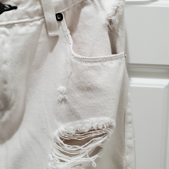 RAG & BONE DISTRESSED DESTROYED SHRED WHITE DENIM SKIRT WOMEN SIZE 25 ROCKER - Picture 5 of 13